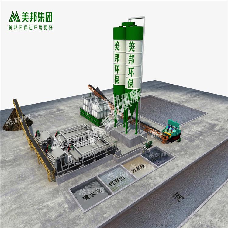 河道清淤壓濾機(jī)，使污泥分離成干泥餅和清水，可達(dá)到泥餅直接裝車運(yùn)輸，清水回流